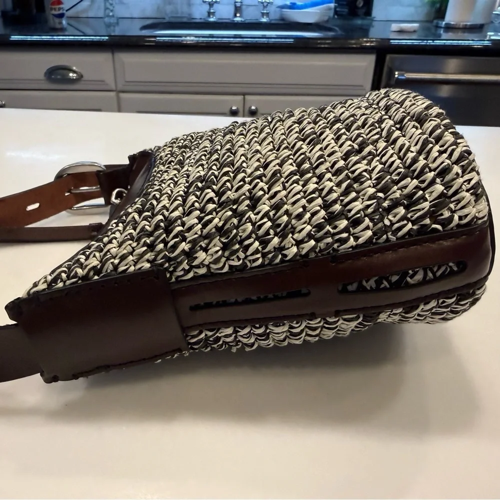 Rag & Bone Belize Mini Straw & brown Leather Bucket Bag NWOT